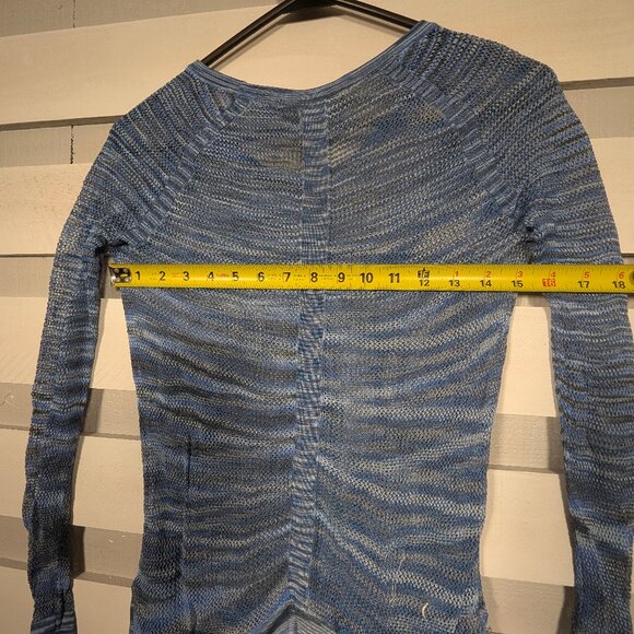 Rag & Bone Jean Long Sleeve Sheer Mesh Shirt XS *Damaged multi tonal blue stripe - Picture 12 of 12